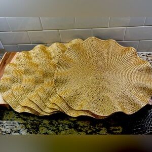 Set of 6 Gold Sparkle Ruffle Placements/ Chargers